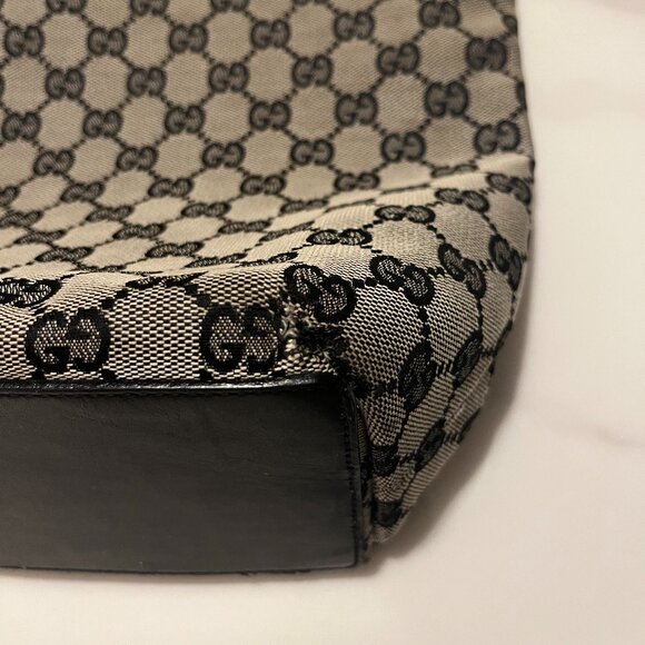 Authentic Gucci Black and Brown GG Canvas Tote with Black Leather Handles - Picture 11 of 16